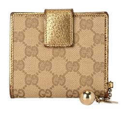 Gucci GG Charm Wallet, Canvas/Leather, Gold, MII, 2*